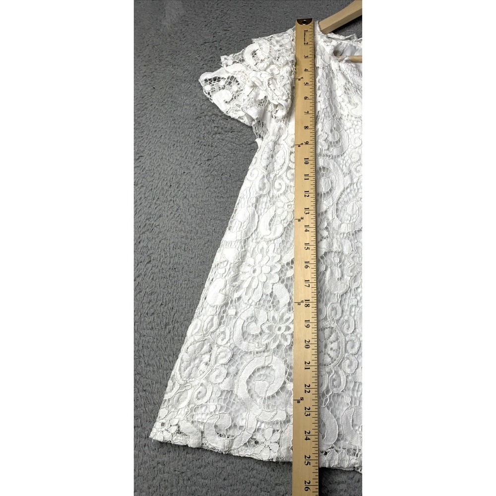 NANETTE LEPORE Top Womens Size Medium Lace Lined Short Sleeve White Designer - Picture 2 of 7